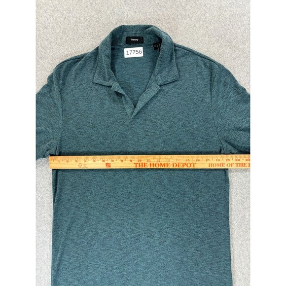 Theory Shot Sleeve Cotton Blend Polo‎ Shirt (Men's Medium) Green - Picture 4 of 9